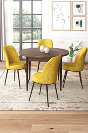 Hanah Home Juego de Mesa y Sillas de 5 Piezas Barroco y Mostaza
